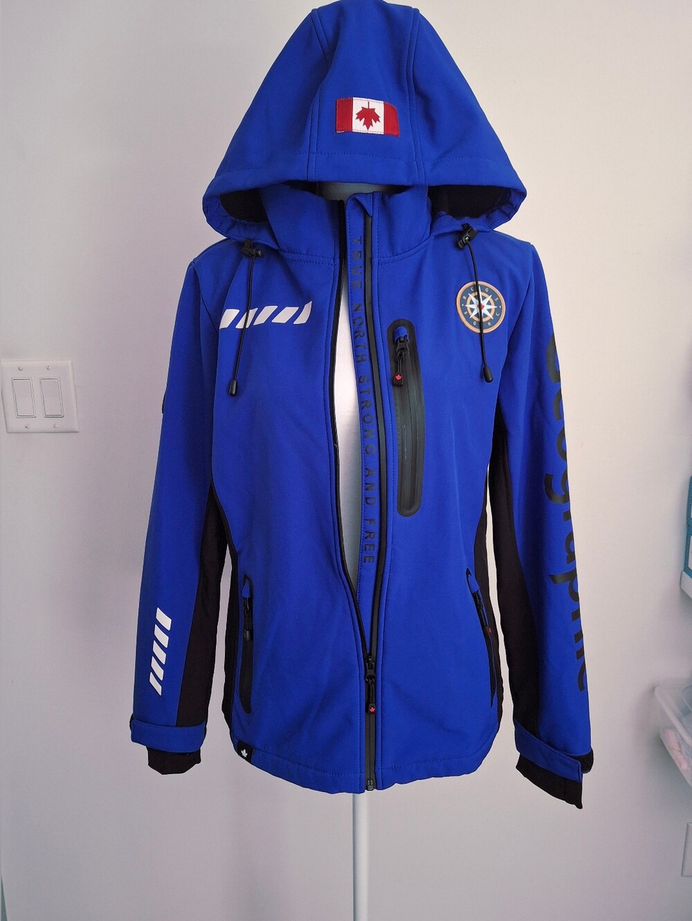 Canadiana NWOT Women's Blue Hooded National Geo Reflective Jacket. Ladies S. - Picture 13 of 13